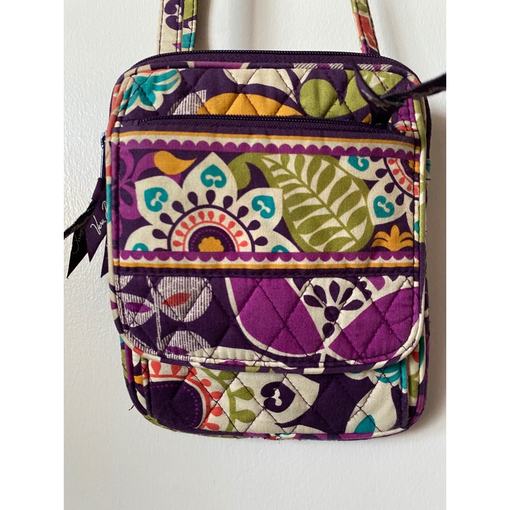 Vera Bradley Crossbody‎ Bag Purse Quilted Floral Purple - Picture 3 of 7